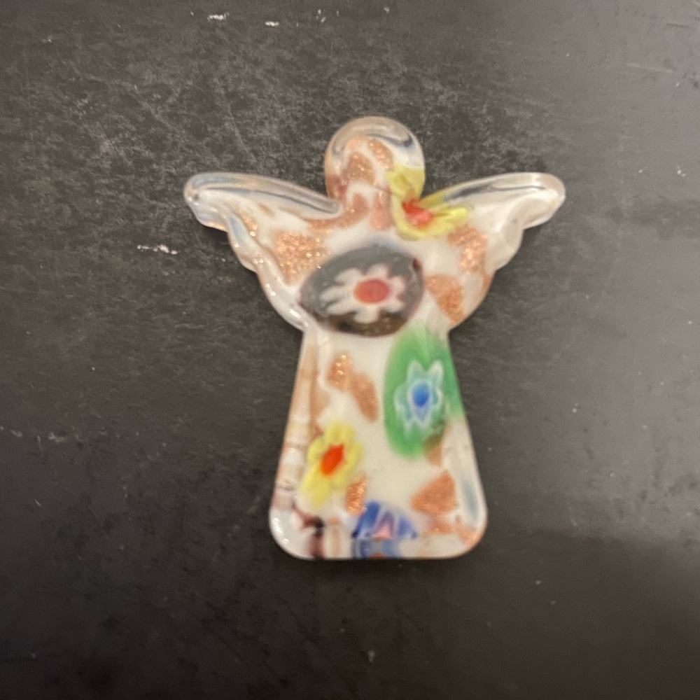 Fused Glass Angel,  Pocket Angel , Floral Design